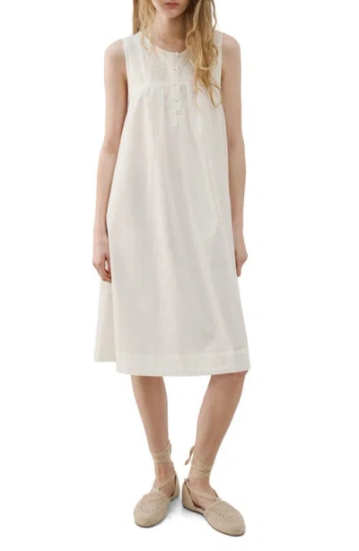 Mango Embroidered Cotton Nightgown In White