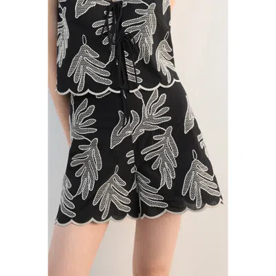 Mango Embroidered Cotton Shorts In Black