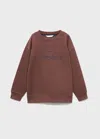 Mango Embroidered Cotton Sweatshirt Brown In Brown