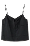 Mango Embroidered Cotton Top In Black