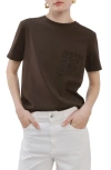 Mango Embroidered Cotton T-shirt In Brown