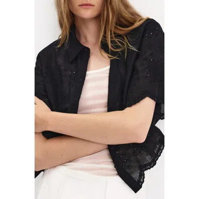 Mango Embroidered Cropped Shirt In Multi