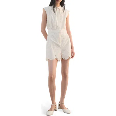 Mango Embroidered Cutwork Sleeveless Romper In Neutral
