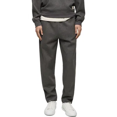 Mango Embroidered Detail Cotton Joggers In Medium Heather Gray