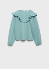 MANGO EMBROIDERED DETAIL T-SHIRT AQUA GREEN