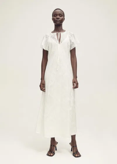 Mango Embroidered Dress With Openwork Details White