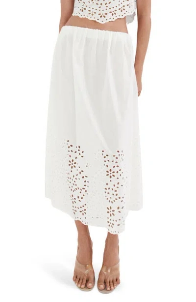 Mango Embroidered Eyelet Maxi Skirt In White