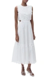 Mango Embroidered Dress With Side Slits White