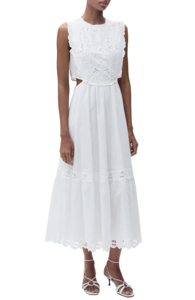 MANGO MANGO EMBROIDERED EYELET SLEEVELESS MAXI DRESS