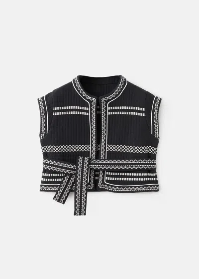 Mango Gilet Brodé Avec Ceinture Noir - Enfants - 13-14 Ans -  Kids In Black