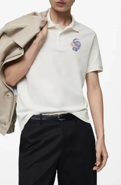 Mango Embroidered Graphic Polo In Multi