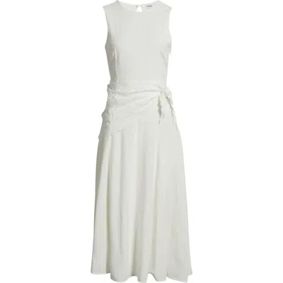 Mango Embroidered Handkerchief Midi Dress In White