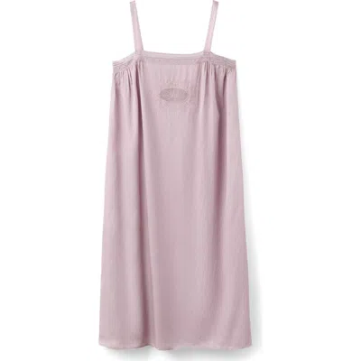 Mango Embroidered Lace Trim Nightgown In Purple