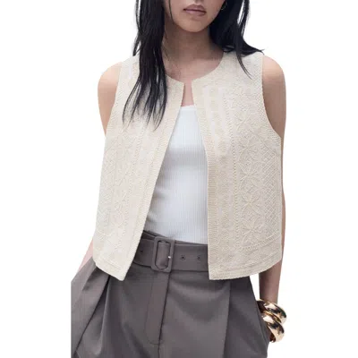 MANGO MANGO EMBROIDERED LINEN VEST