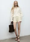 Mango Embroidered Lyocell Blouse In White