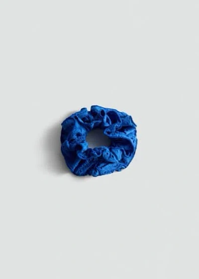 Mango Embroidered Maxi Scrunchie Blue