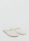 Mango Embroidered Mesh Mule In Blanc