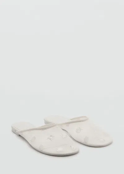 MANGO EMBROIDERED MESH SHOES WHITE