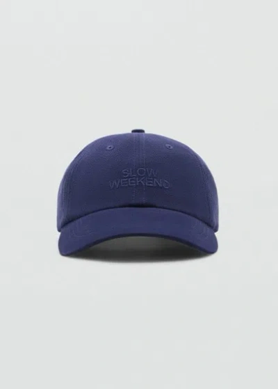 Mango Embroidered Message Cap Dark Navy