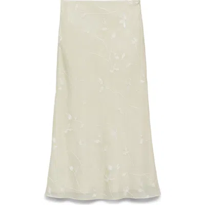 Mango Embroidered Midi Skirt In White