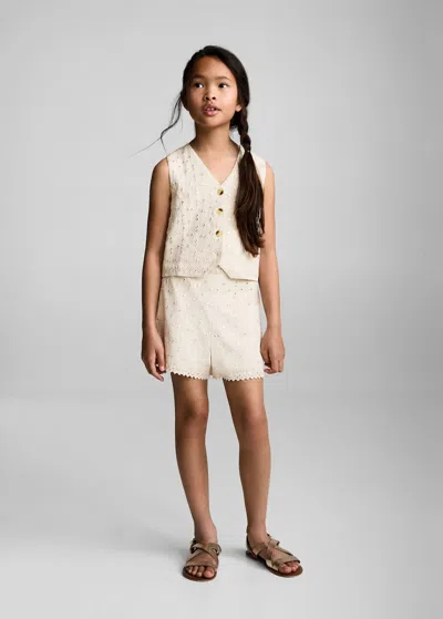 Mango Kids' Embroidered Mirrored Shorts