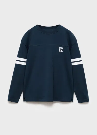 Mango Kids' Embroidered Printed T-shirt Navy In Blue