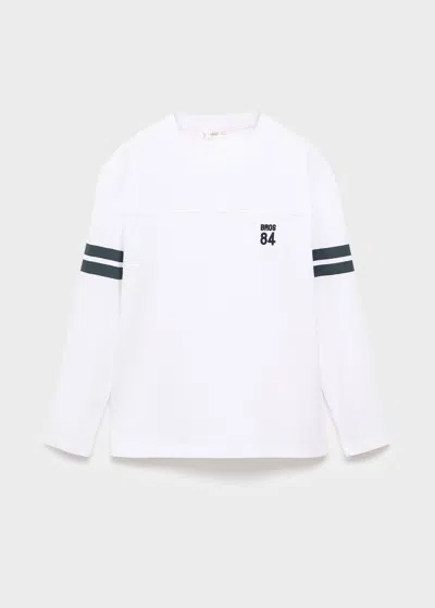 Mango Kids' Embroidered Printed T-shirt White