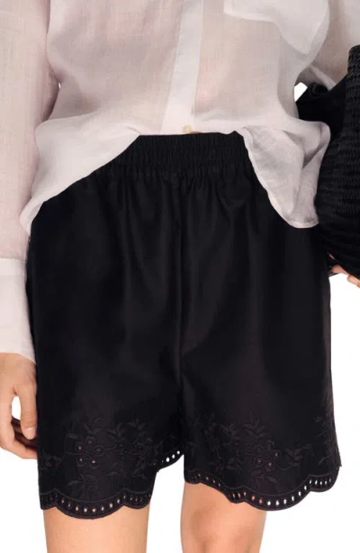 Mango Embroidered Satin Shorts