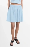 Mango Embroidered Scallop Skirt In Blue