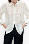 Mango Embroidered Shirt In Ecru