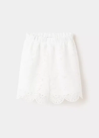 Mango Kids' Embroidered Shorts With Lace Accents In Multi