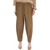 Mango Embroidered Side Stripe Cotton Drawstring Pants In Brown