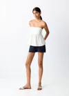 Mango Embroidered Strapless Top In White