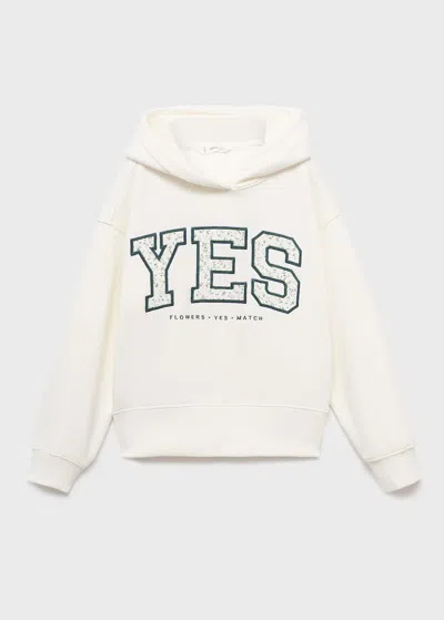 Mango Kids' Embroidered Sweatshirt With Floral Pattern Off White