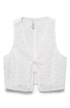 Mango Embroidered Cotton Waistcoat With Bows White
