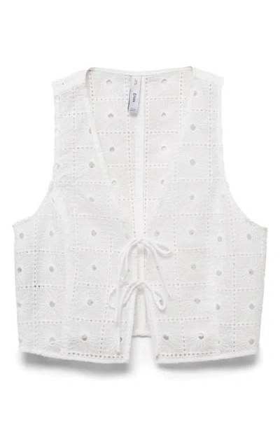 Mango Embroidered Tie Front Vest