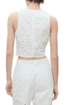 Mango Embroidered Cotton Waistcoat With Bows White In White