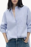 MANGO MANGO ENGINEER STRIPE BUTTON-UP SHIRT
