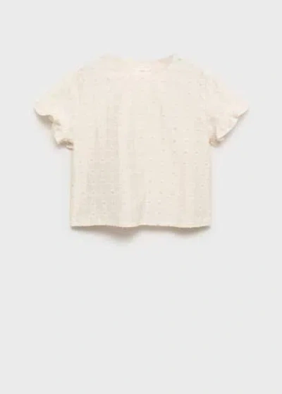 Mango Kids' English Embroidery Blouse Ecru