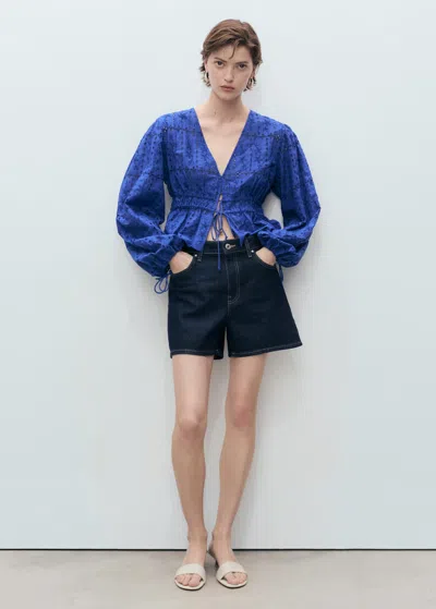 Mango Blouse Bleu - Femme - L -