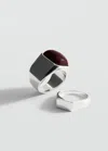 Mango Set Of 2 Combined Resin Rings Silver