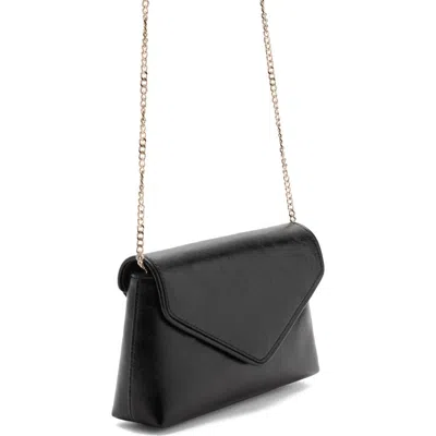 Mango Envelope Flap Faux Leather Clutch In Black