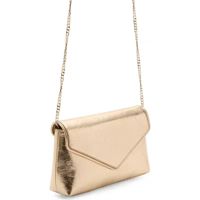 Mango Envelope Flap Faux Leather Clutch In Gold