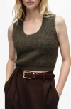 Mango Erizo Crop Knit Tank In Green