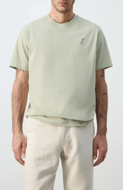 Mango Escape Mode Embroidered Cotton T-shirt In Green