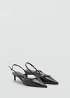 Mango Escarpin À Talon Kitten À Lanières Gris Chiné Foncé - Femme - 41 -