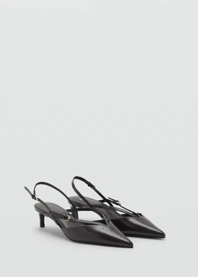 Mango Escarpin À Talon Kitten À Lanières Gris Chiné Foncé - Femme - 41 -