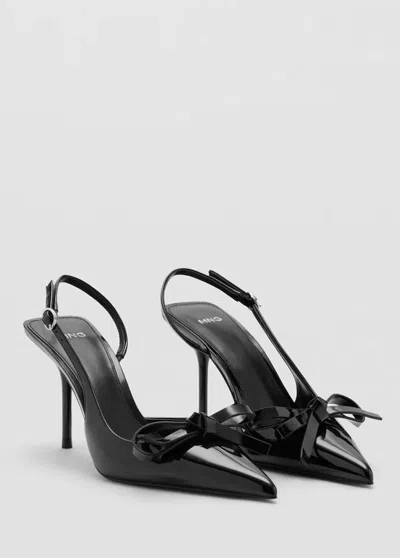 Mango Escarpin En Cuir Verni Avec Naud In Black