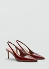 Mango Escarpins En Vernis À Talon Aiguille Bordeaux - Femme - 40 -