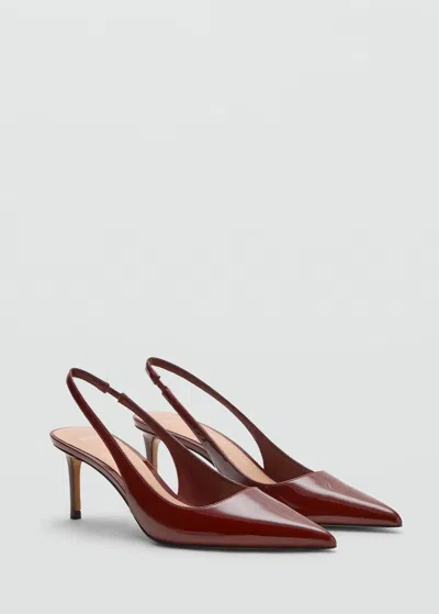 Mango Escarpins En Vernis À Talon Aiguille Bordeaux - Femme - 40 -